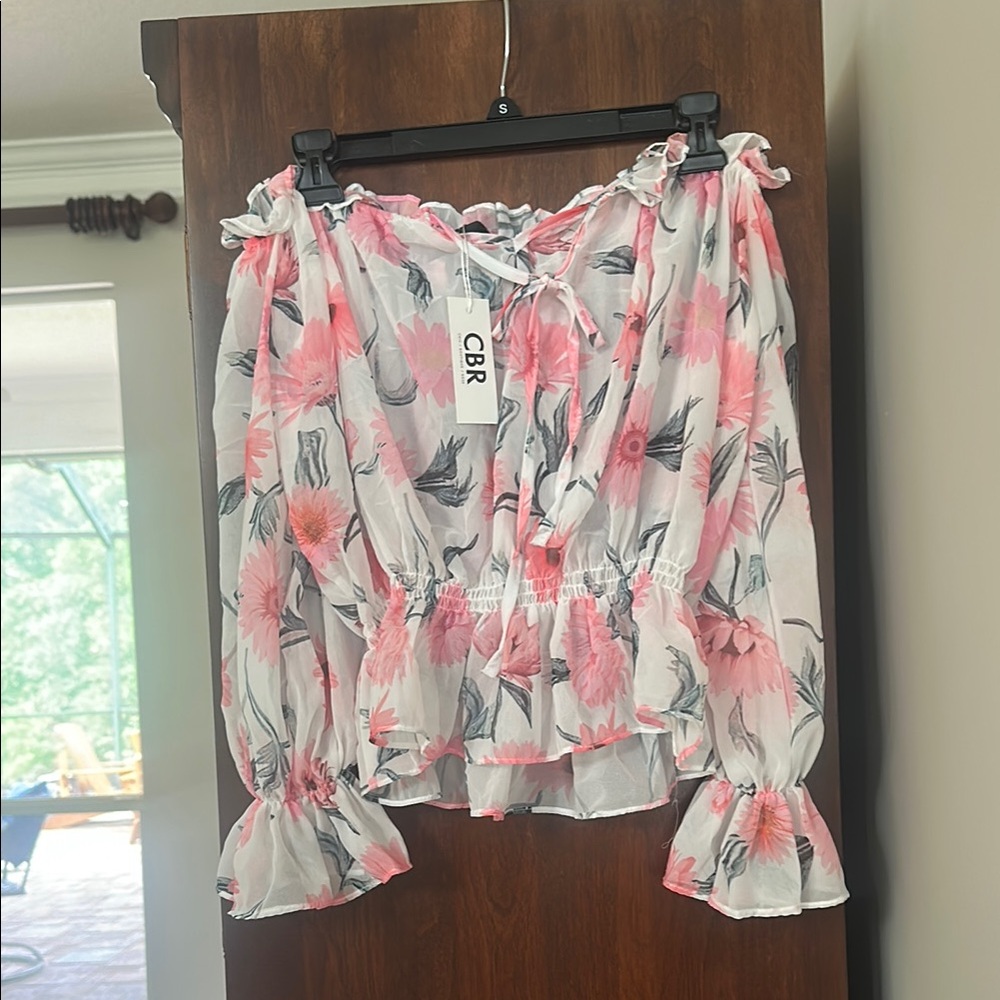 CBR Pink Floral Off-Shoulder Top